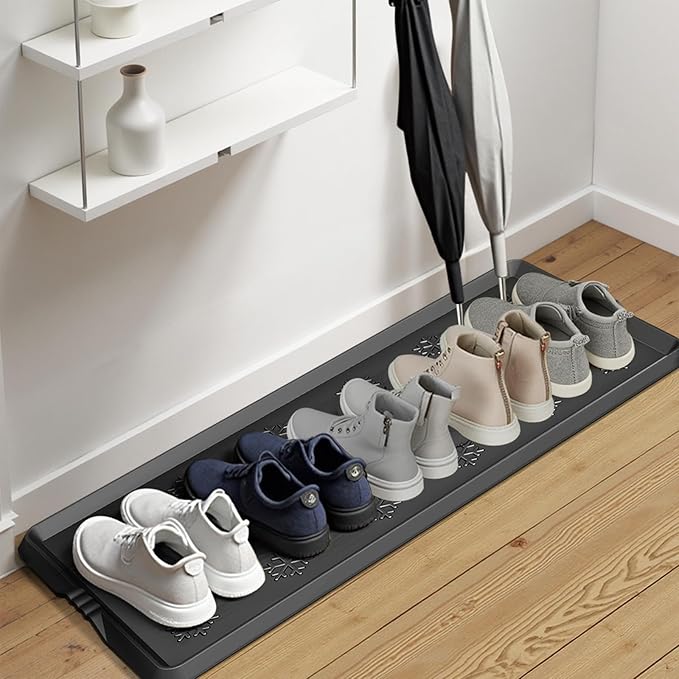 Azadx Heavy Duty Boot Trays Natural Rubber Shoe Mat Tray for Entryway Large Boot mat Tray Multi-Purpose for Outdoor Door Mats 16x42 Inch