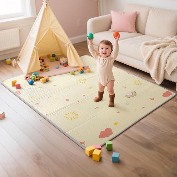 Mallify Foldable Play Mat, Reversible Baby Play Mat with Edge Reinforcement, Non-Toxic & Waterproof Baby Mat for Floor, Fo...