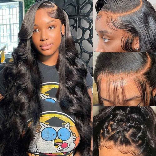 Devonia 13x4 Body Wave Lace Front Wigs Human Hair Pre Plucked 180 Density HD Transparent Lace Frontal Wigs Human Hair for Women Glueless Wigs Human Hair with Baby Hair 24 Inch