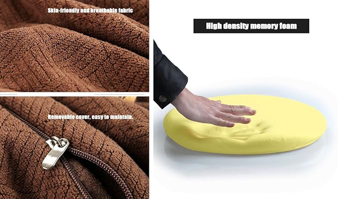 Sigmat Memory Foam Seat Cushion Anti-Slip Soft Round Stool Cushion Chair Pad 15 Inch Coffee