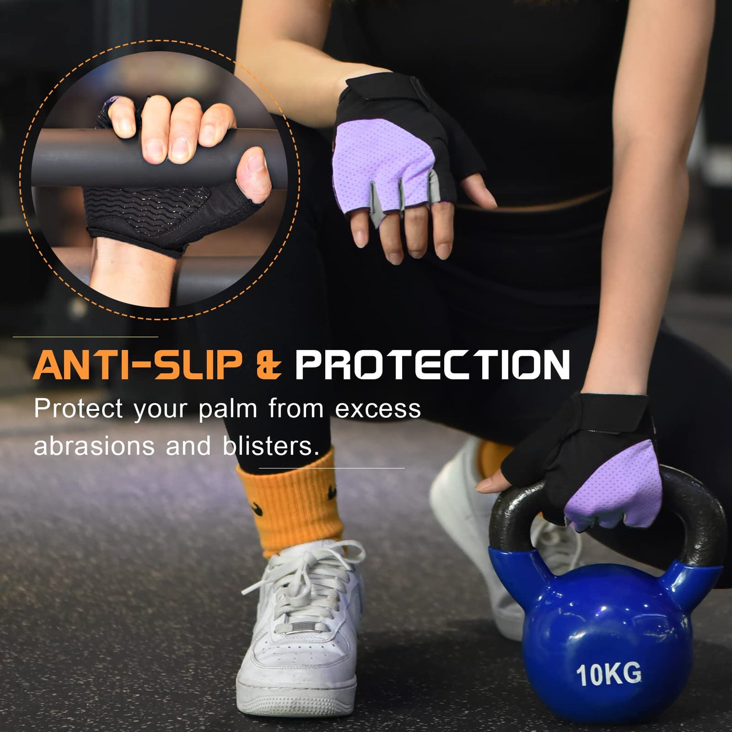 SUNNEX Gym Gloves for Women Workout Fingerless Weightlifting Lightweight Breathable Fitness Gloves Sports Training Lifting Weight Cycling Climbing Rowing Purple