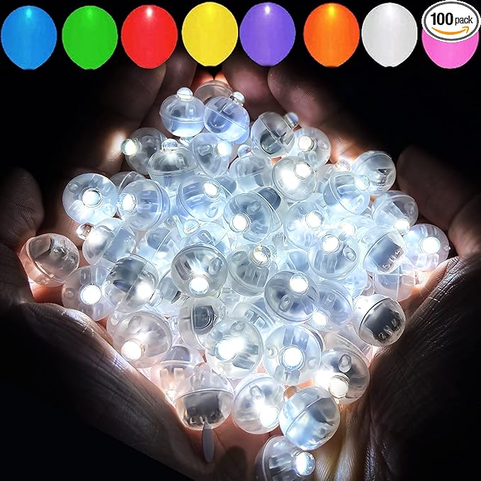 Aogist 100pcs White Balloon Lights,Long Standby Time Waterproof Mini Light,Battery Powered,Round LED Ball Lamp for Latex B...