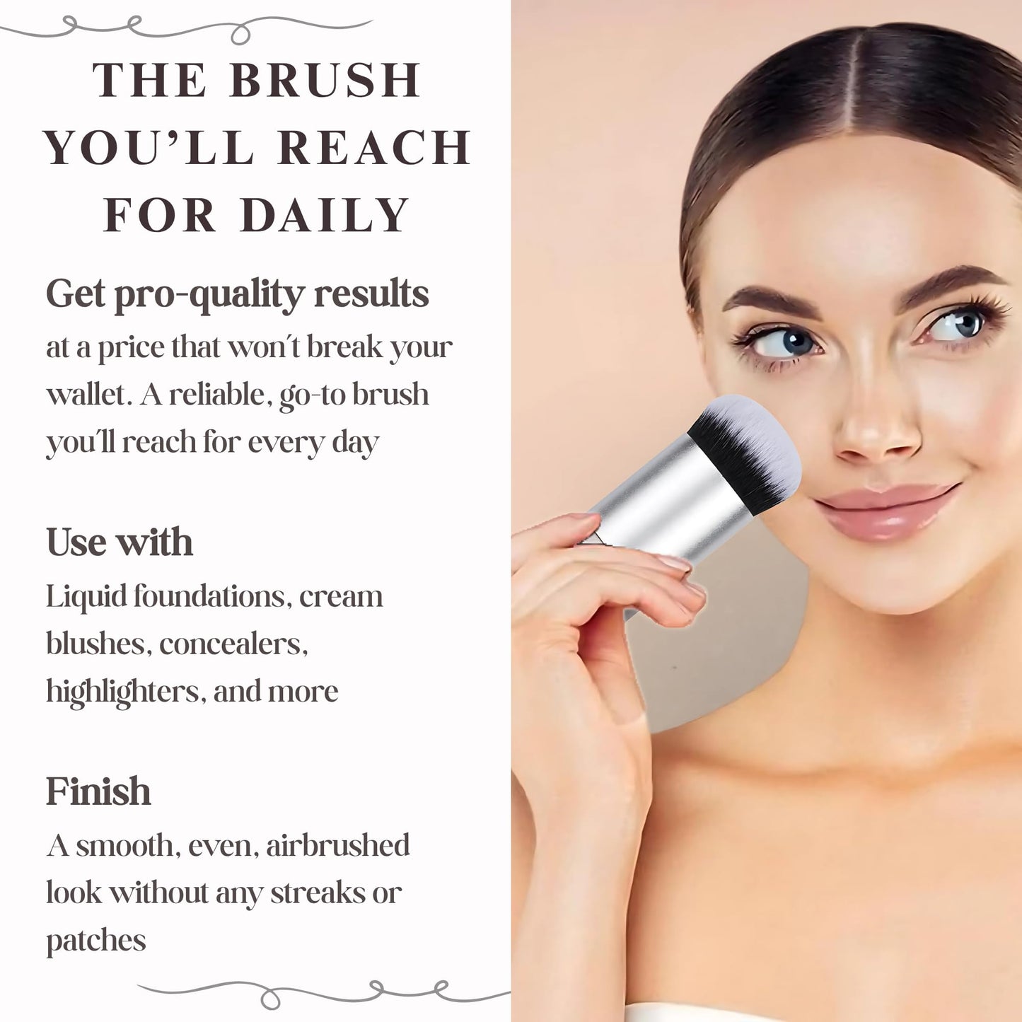 Kabuki Makeup Brush - Blender Brush for Powder, Cream, Liquid Foundation, Sunscreen, Blush Blending & Bronzer - Professional Make Up Brush - Full Face Makeup Brush - Vegan & Cruelty Free