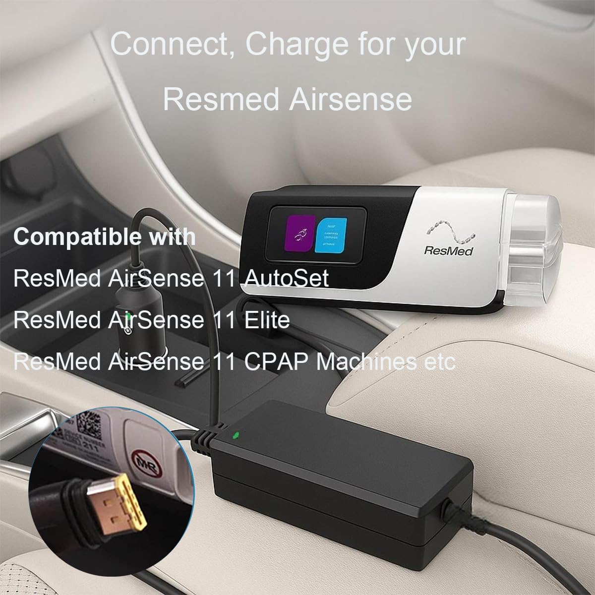DC Adapter for Resmed Airsense 11, AutoSet, Elite, CPAP, 12V-24V Converter Supply for Camping or Traveling, Perfect Replacement for The Original ResMed P/N 39231