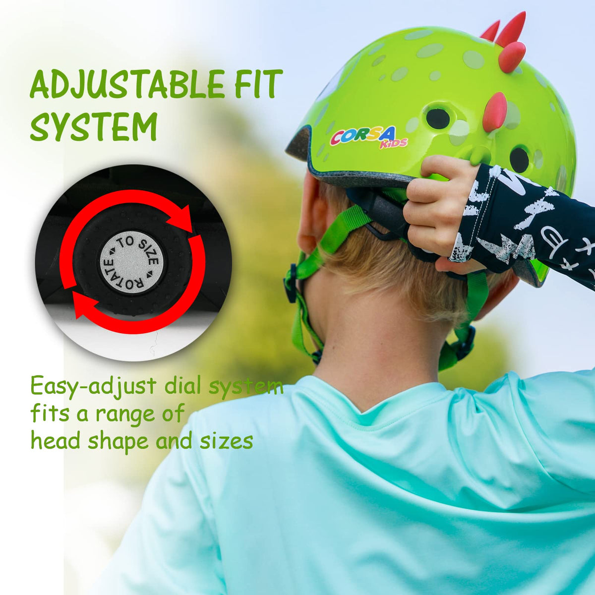 Kids Toddler Bike Helmet, Adjustable and Multi-Sport for Child Infant Baby, 3 Sizes for Age 1-2-3-5-8-14 Years Boys Girls (Dinosaur, Small)