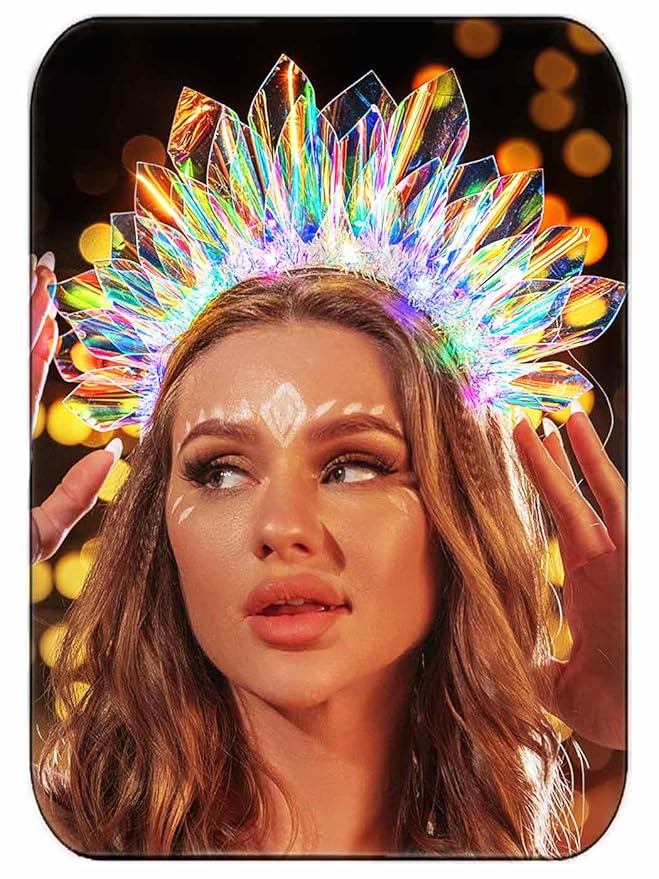 JONKY Light Up Crown Led New Year Eve Headband Glow Birthday Headpiece Rave Costume Hair Accessories for Women