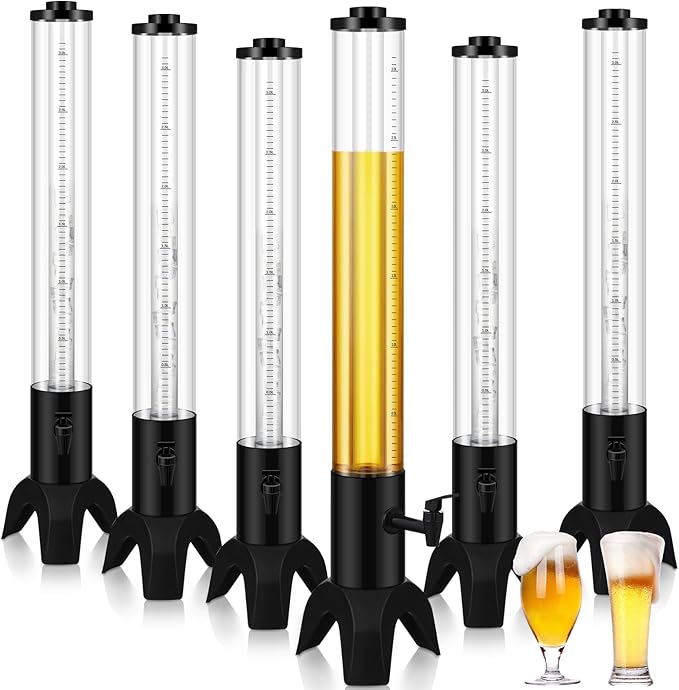 Mumufy 6 Pcs Drink Tower with Ice Cube 3 L/ 101 oz BEER Dispensers for Parties Tabletop Mimosa Tower Margarita Tower for B...