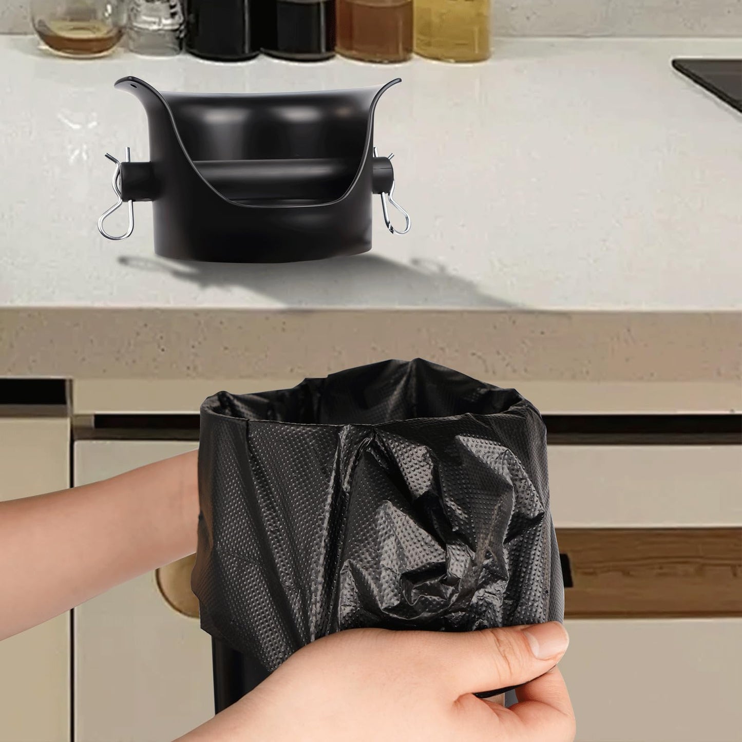 Cymexis Knock Box for Espresso Grounds, 18L Floor Standing Grounds Bucket with Towel and Garbage Bags for Barista Coffee Shop Bar,Coffee Knock Box for Barista Shop Bar (A)