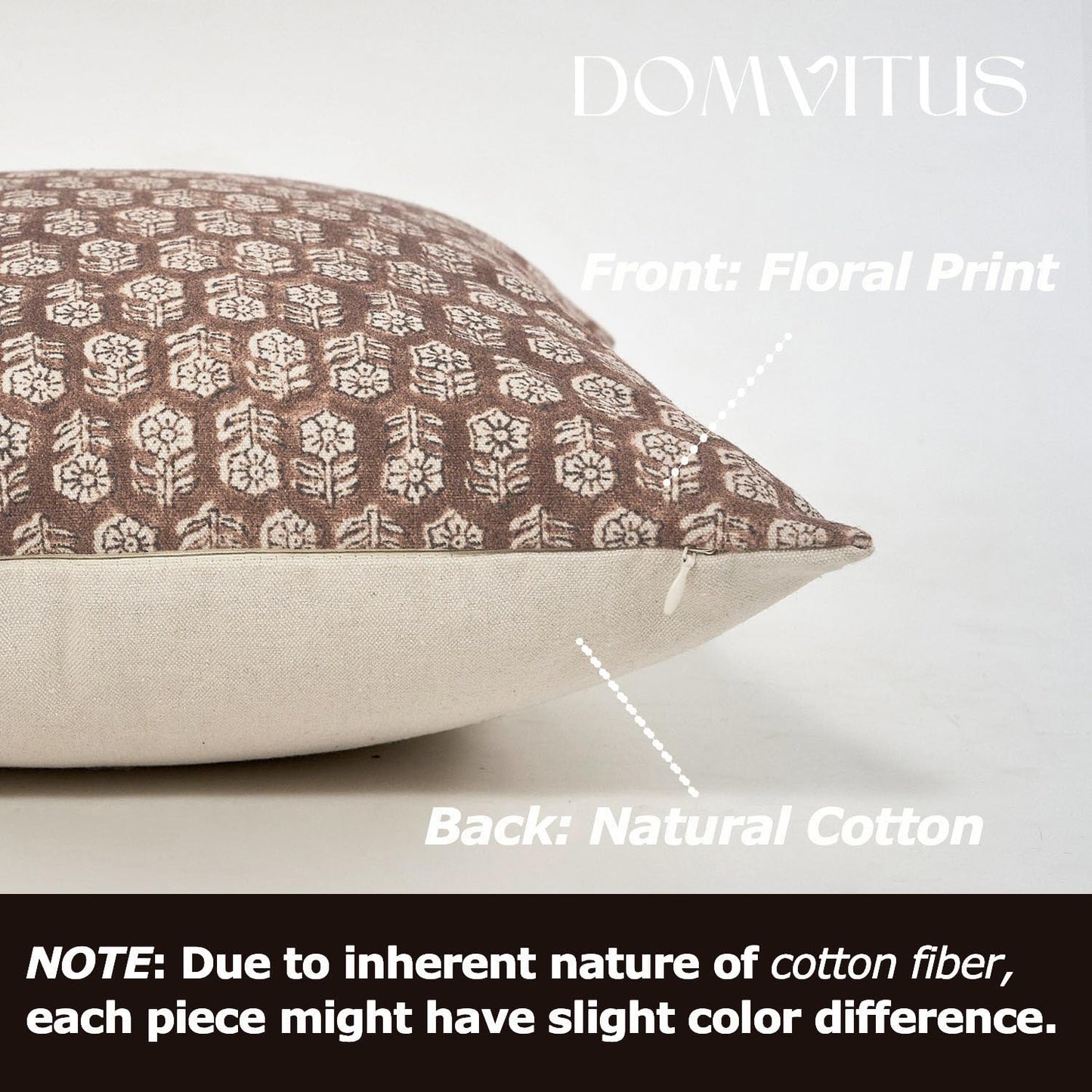 DOMVITUS Pillow Covers 20x20, Floral Pillow Covers, Couch Pillows for Living Room, Decorative Farmhouse Accent Print Throw Pillow Covers, 1PC, Cognac Brown