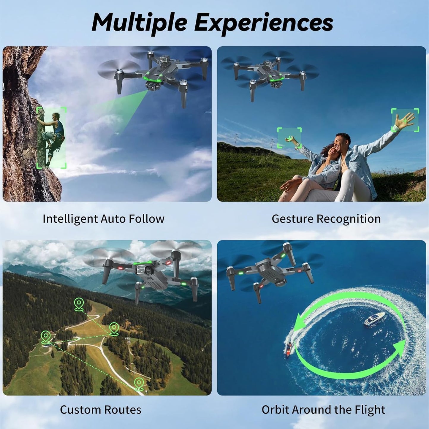 S166 Drone with Camera 4K for Adults, Professional GPS Drone with Auto Return, 4-Way Obstacle Avoidance, Follow Me, 60 Mins Flight Time (3 Batteries), Foldable RC Quadcopter with Case(Standard)