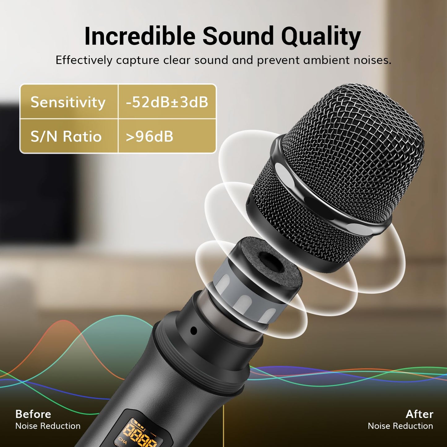 Tonor Wireless Microphones, Uhf Metal Dual Cordless Dynamic Mic System With Rechargeable Receiver, Microfonos Inalambricos Profe