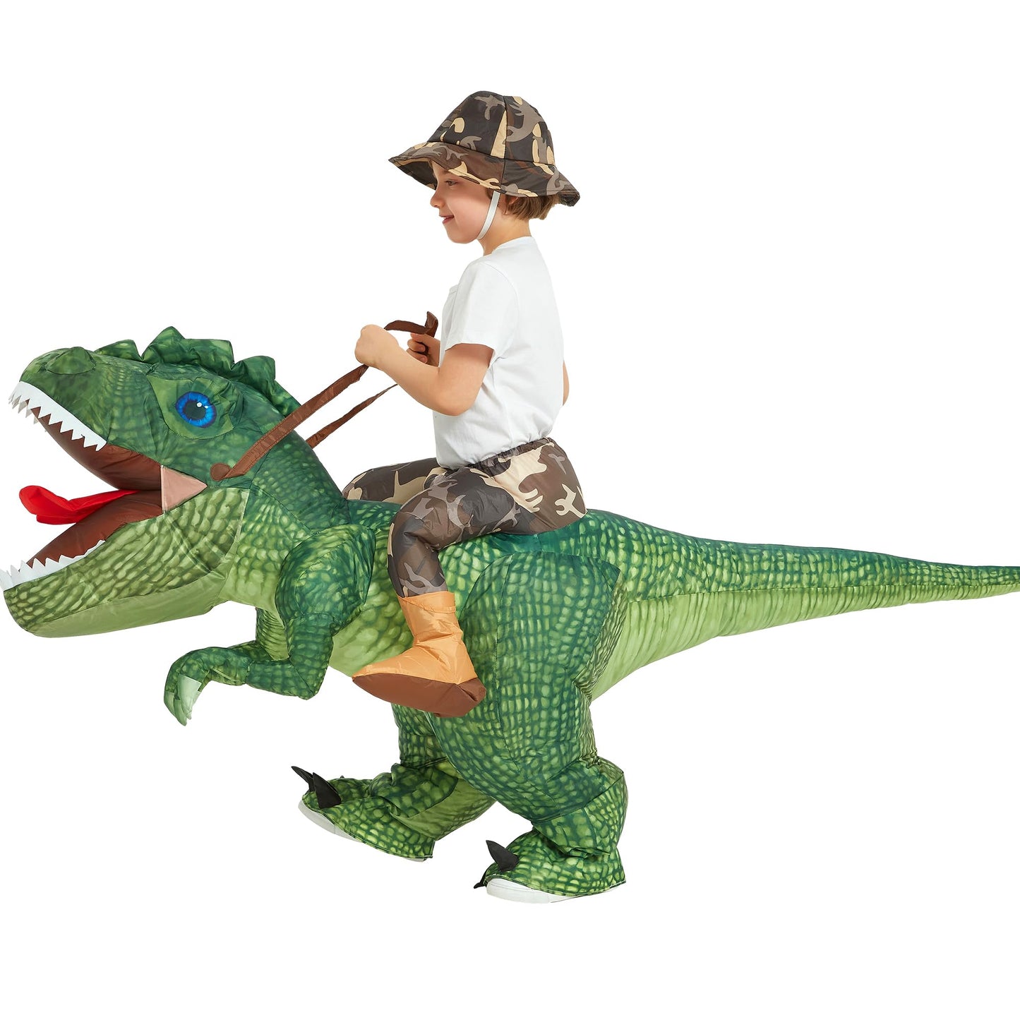 One Casa Inflatable Dinosaur Costume Riding T Rex Air Blow up Funny Party Halloween Costume for Kids (4-6 Yrs)