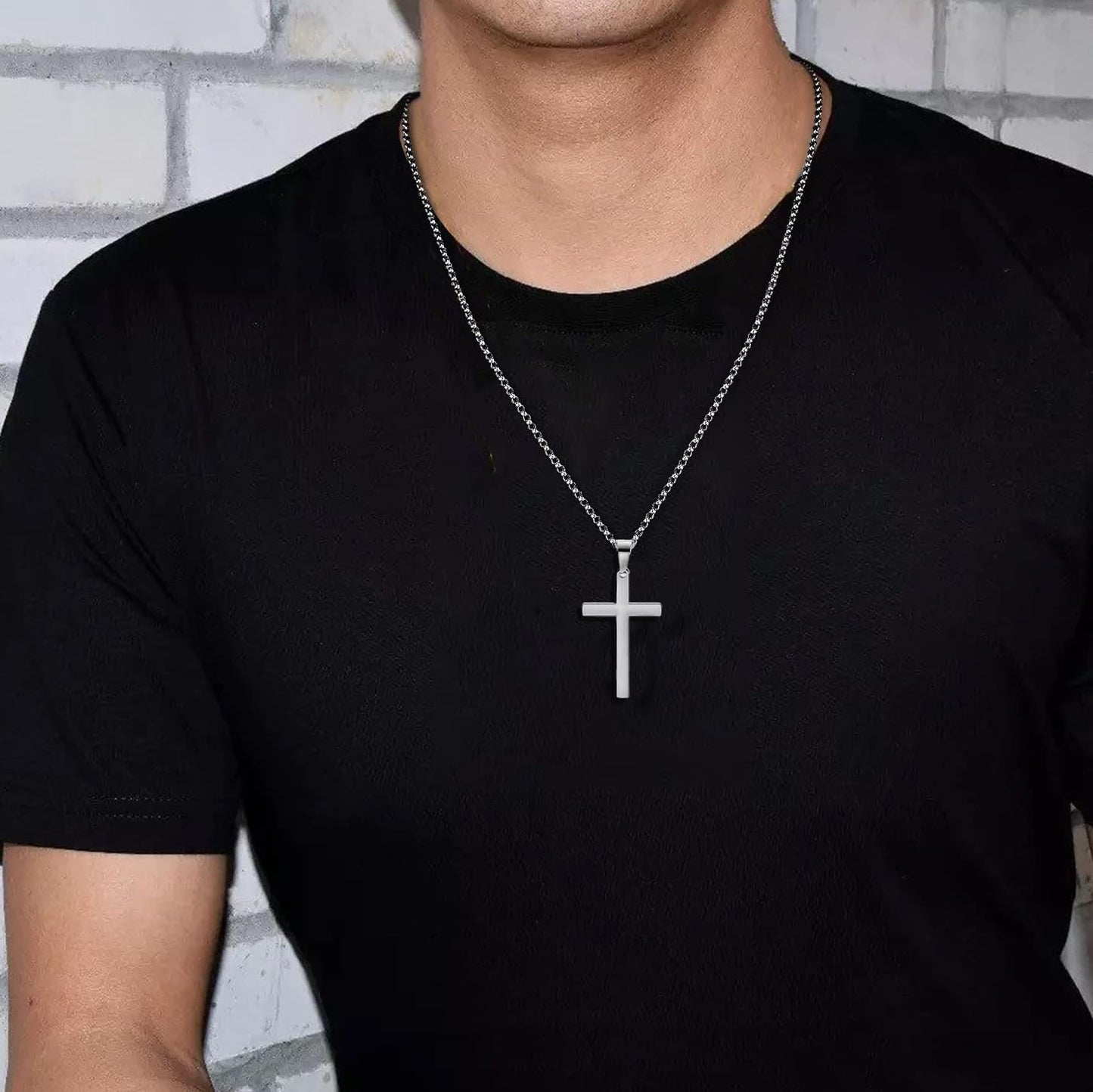 EPIRORA Cross Necklace Gifts for Him, Stainless Steel Cross Necklace Cuban Chain Pendant Necklace for Men, Birthday Christmas Presents Best Husband Boyfriend To My Man Gifts