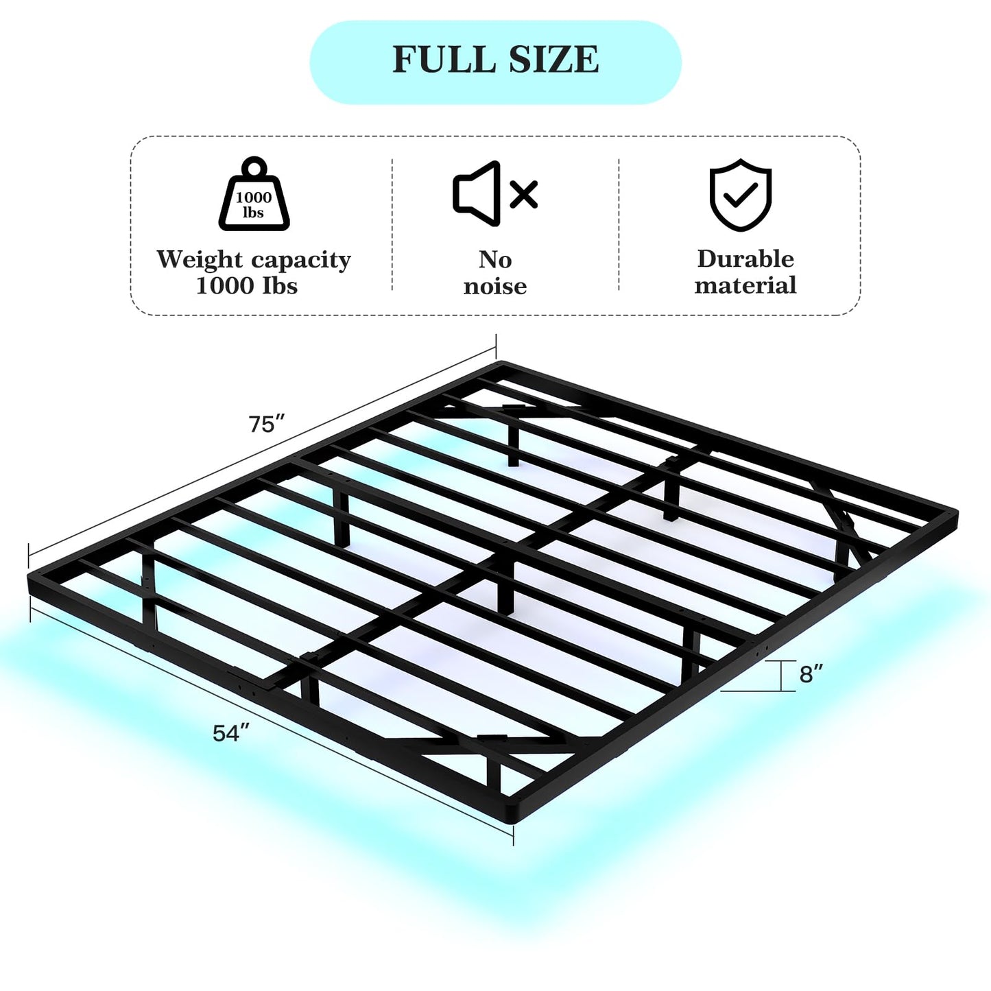 Awesofurni Floating Bed Frame Full Size, Full Bed Frame with Smart LED Lights, Heavy Duty Modern Metal Platform Bed No Box Spring Needed - Easy Assembly and Noise Free