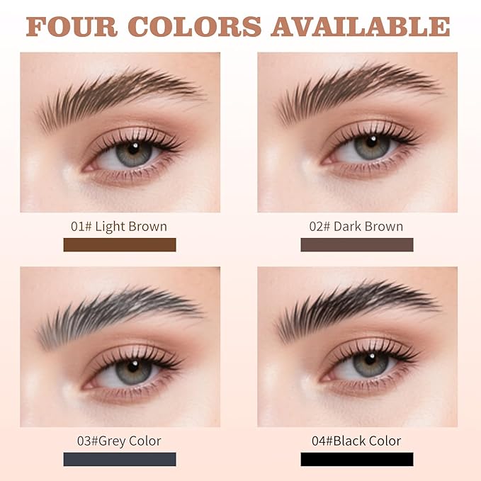 QIC Eyebrow Pen, 4 Tip Waterproof Microblading Eyebrow Pencil for Women, Fade Resistant Filler Brow Pen for Natural Hair-Like Brows (Brown)