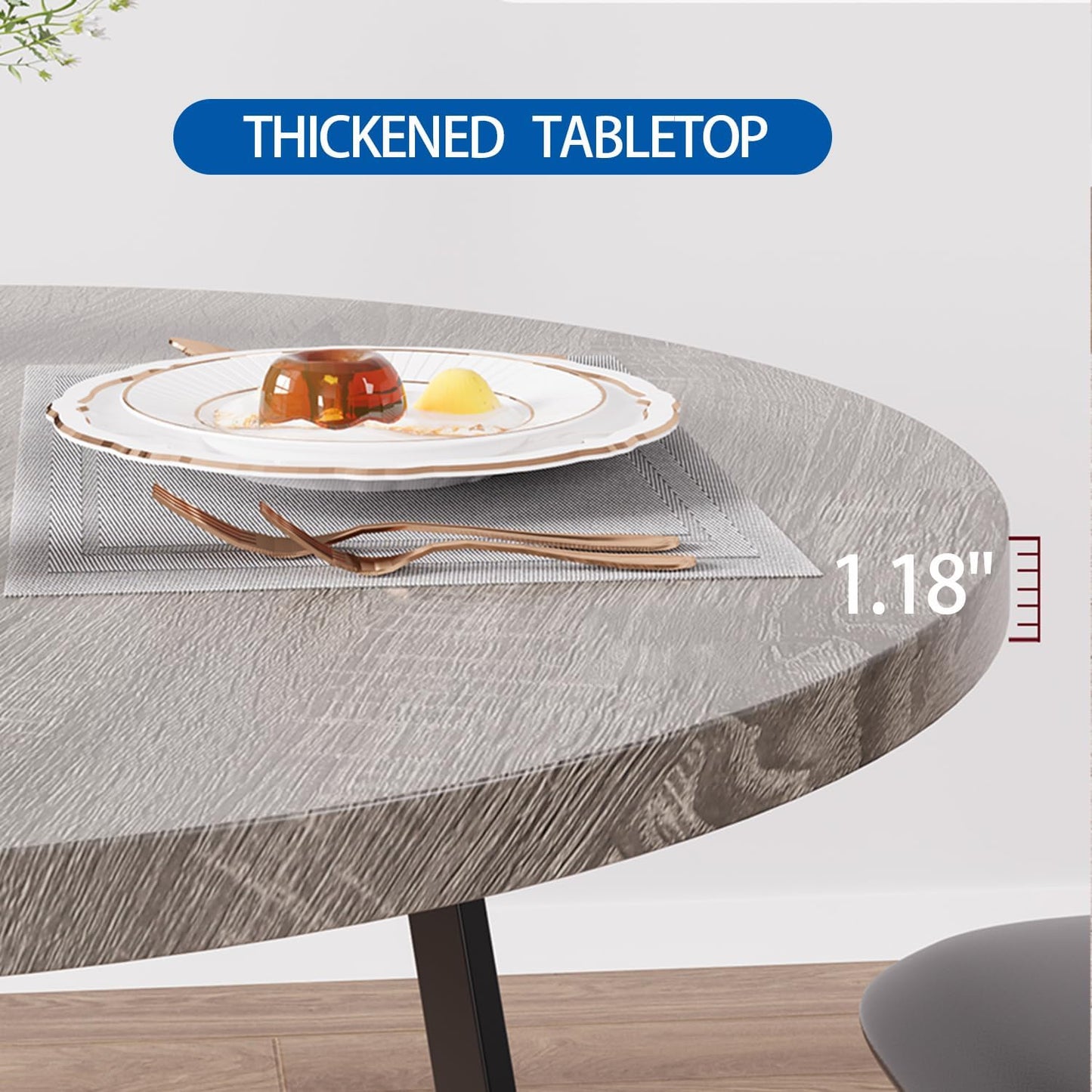 SunnyFurn Dining Table Set for 2,Kitchen Table with 2 Upholstered Chairs, Round Kitchen Table Set for Apartment,Breakfast Nook, Dining Room, and Small Space