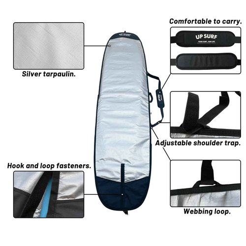 UP SURF Surfboard bag, Daylight Bags for Longboard, Size 8’6”,9’2”,9’6", Surfboard cover for Storage and Transport Surfboard (9'2")