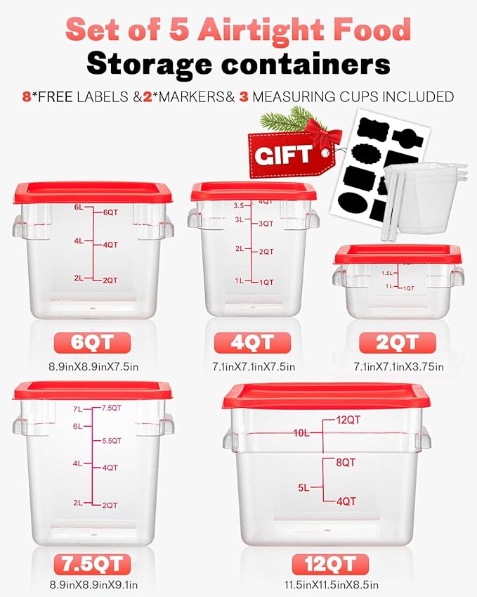 18 QT Commercial Food Storage Containers: 2 PCS [Sous Vide] [NSF Certified] Clear Sous Vide Container with Lids Scales Handles for Home Restaurant Kitchen Storage Dough Proofing New3