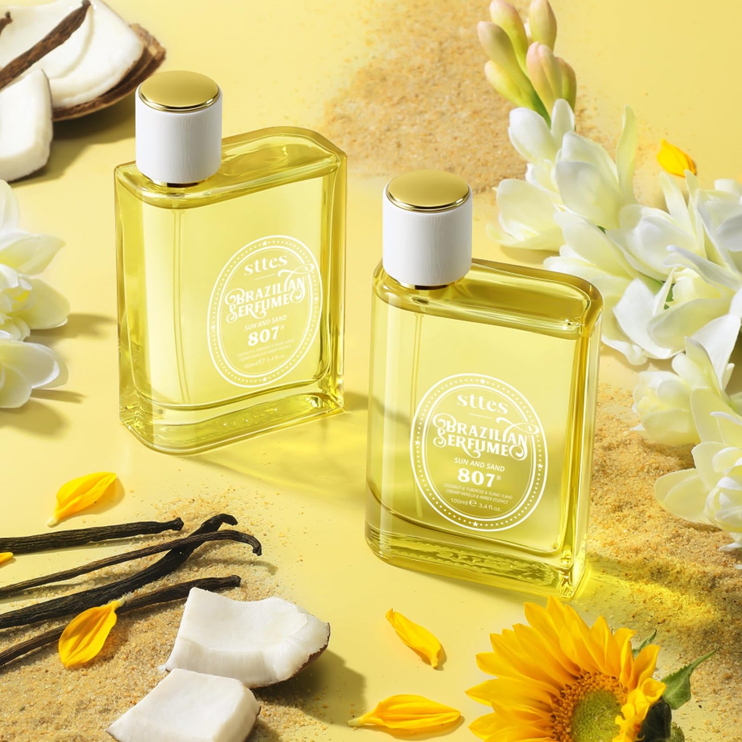 Sttes Perfume 807# (SUN AND SAND) – Eau De Parfum 100ml (3.4 fl oz) – Coconut Milk, Warm Sand, Vanilla
