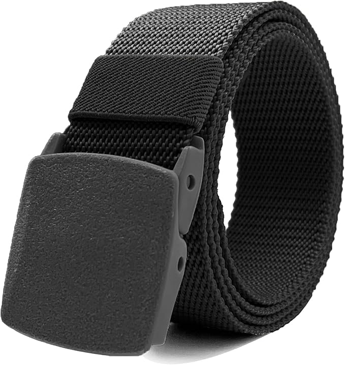 Nylon Belts for Men Military Tactical Slide Plastic Buckle Belt Adjustable No Holes Canvas Web Belt Outdoor