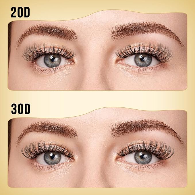 QUEWEL Lash Clusters 320Pcs Cluster Lashes 20D+30D C Curl Lash Cluster Eyelash Extensions Mix9-16mm Individual Eyelashes Clusters Wispy Lash Clusters Thin Band Soft to Use at Home(20D+30D C Mix9-16)