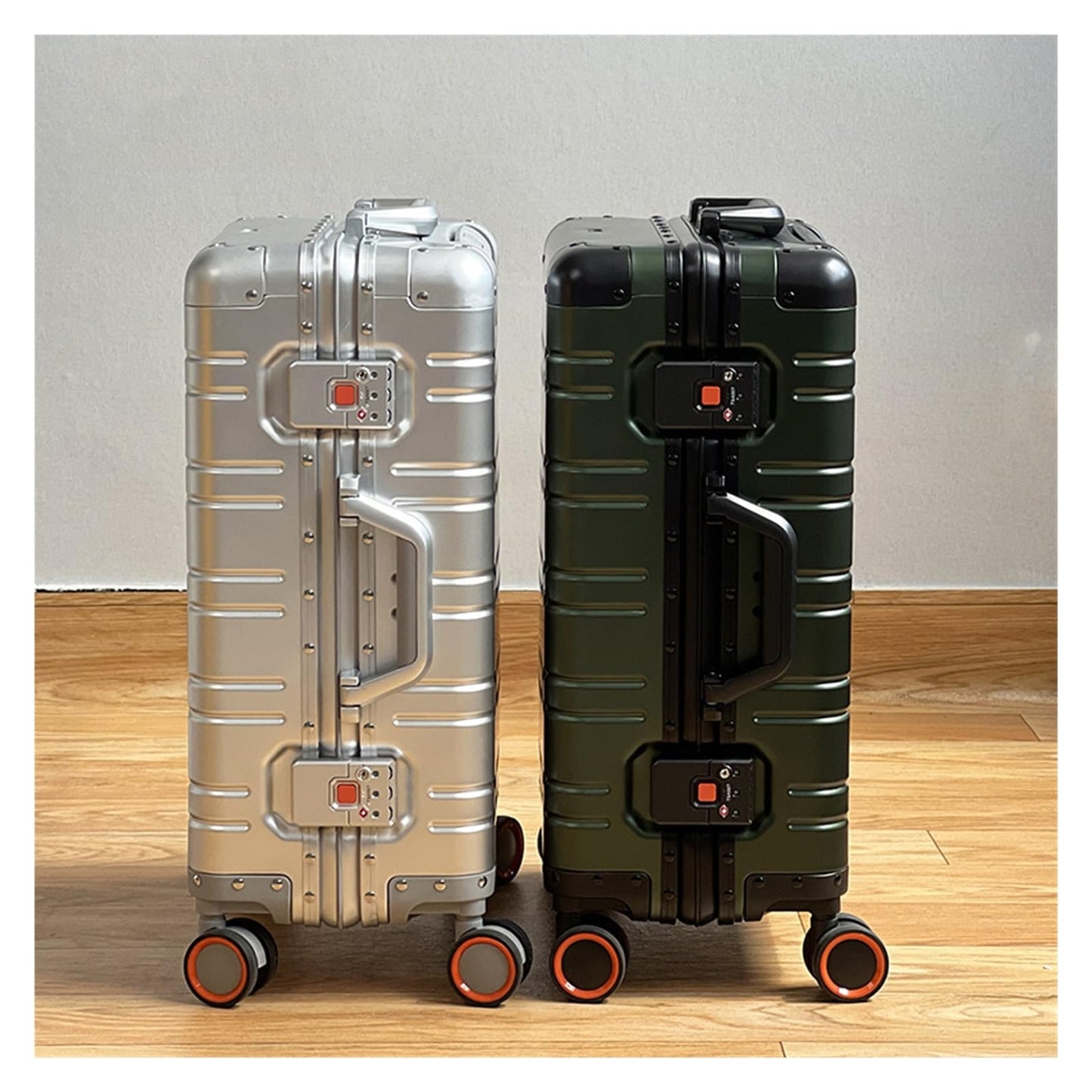 MUdson Trunk Aluminum-Magnesium Alloy Travel Suitcase Rolling Luggage 20/24/29 inch Trolley Luggage Carry-On Cabin Suitcase Durable (Color : Silver, Size : 20")