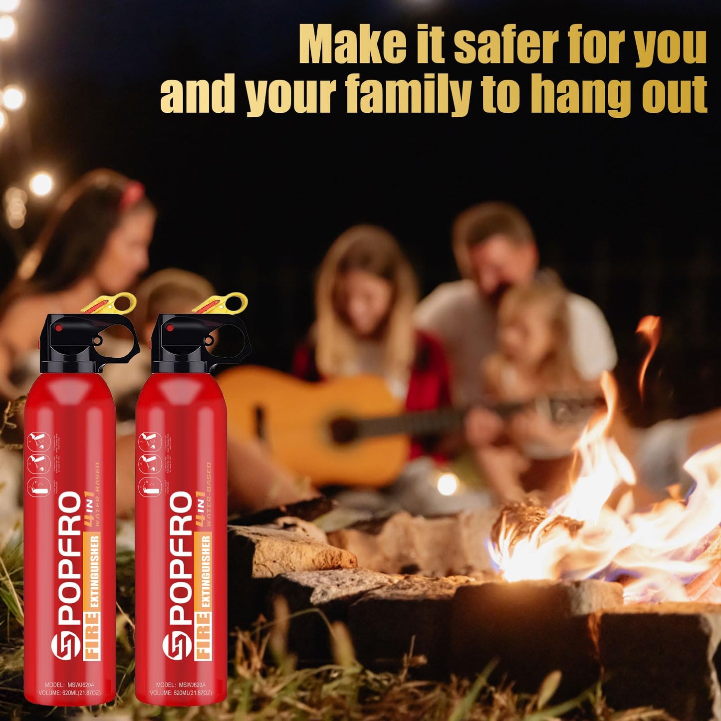 Portable Fire Extinguishers with water-based high-temperature resistance,Can Prevent Re-Ignition,Small and Easy to use，Fire Extinguishers for Car/House/Kitchen/Boat/business,620ml（2pack）