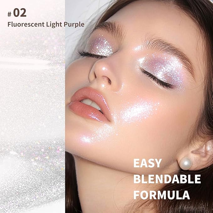 Color Nymph Gel Liquid Highlighters Chameleon Liquid Makeup Highlighter With Sponge Tip For Face Eye Body Cream Glint Highlighter - 02# Fluorescent Light Purple
