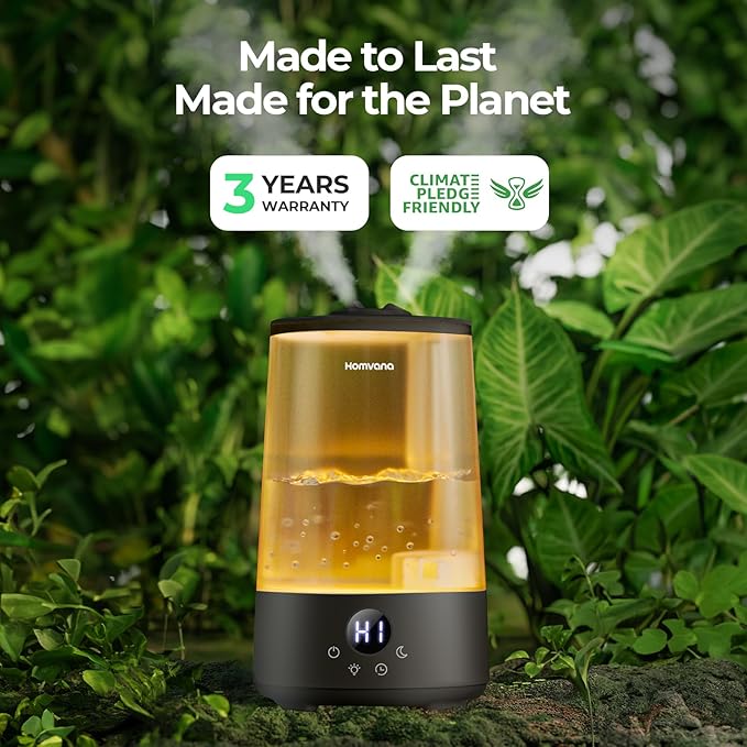 Homvana Humidifiers for Bedroom Home, 3.6L Cool Mist Top-Fill 34H Super Long Time, Quiet 23dB, Baby Humidifier, Oil Diffuser for Large Room, House, Plant, Nursery, Office, BPA FREE, Ultrasonic (Black)