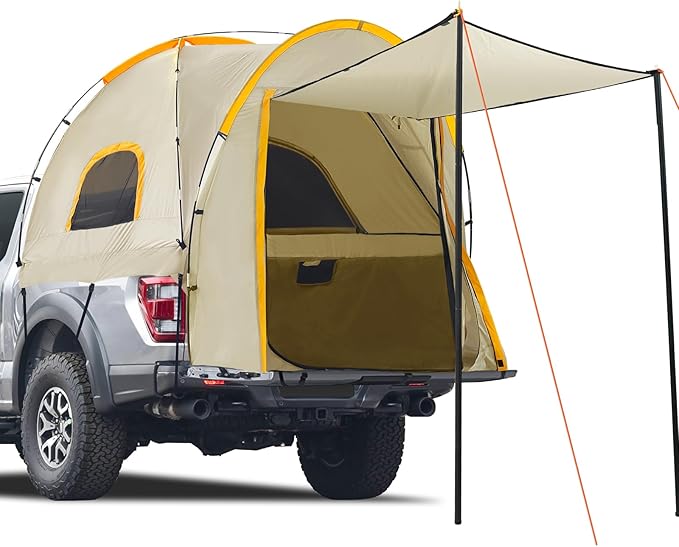Pickup Truck Tent with Awning Shade,Waterproof PU5000mm Oxford for 5.5-6.3 FT Truck Bed for Camping Travel Outdoor Activit...