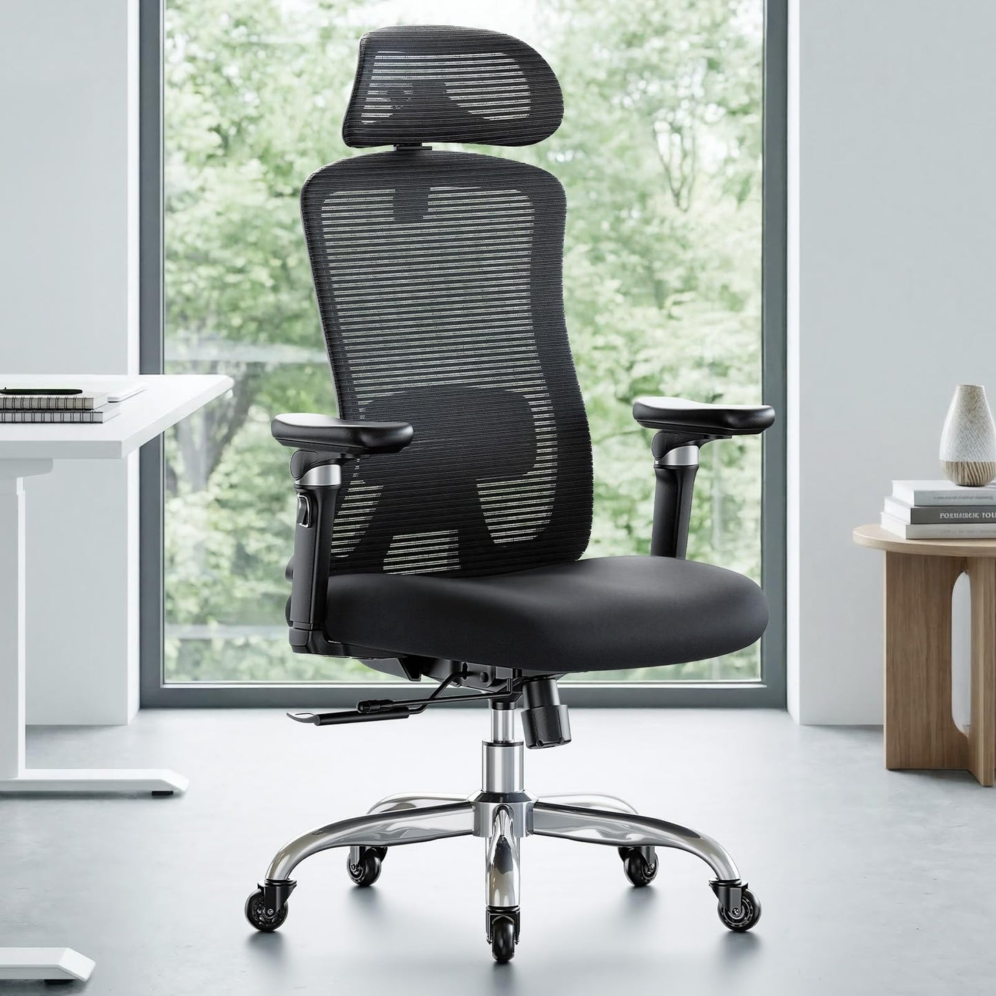 Marsail Ergonomic Office Chair with 6D Armrests, Ergonomic Chair with 3D Adjustable Headrest, Slide Seat, Lumbar Support, and 4-Position Tilt Lock – Big and Tall Office Chair with 330 lbs Capacity