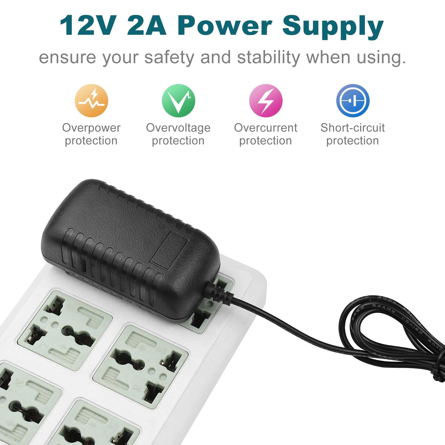 inShareplus DC 12V Power Supply, 5 Pack 12 Voltage 2A 24W LED Wall Power Supplies Adapter, AC 110V to 12 Volt Power Supply for LED Strip Light with 5.5/2.1mm DC Female Barrel Connector