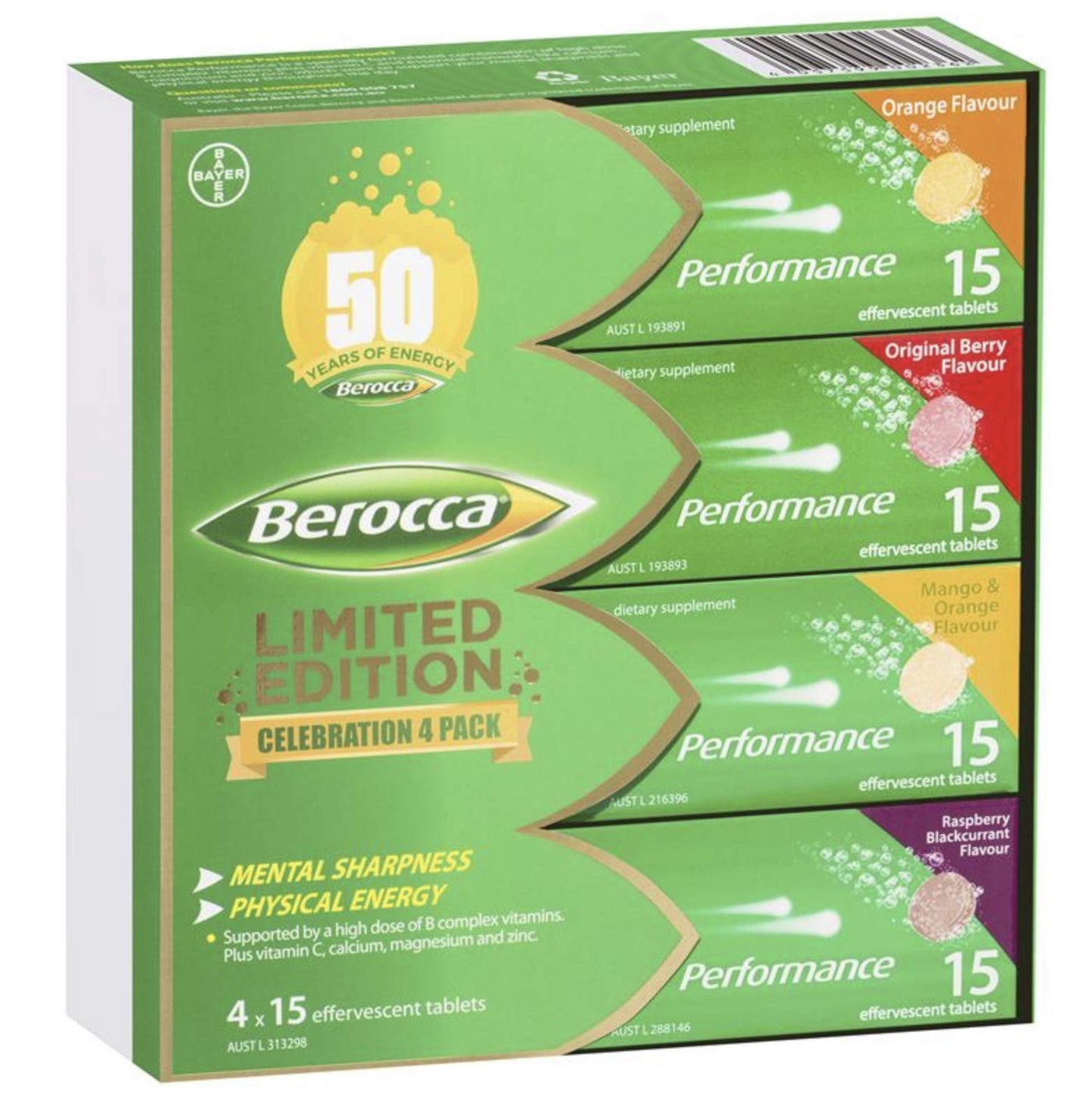 Berocca Performance Effervescent Tablets 60 Count Limited Edition Celebration Pack