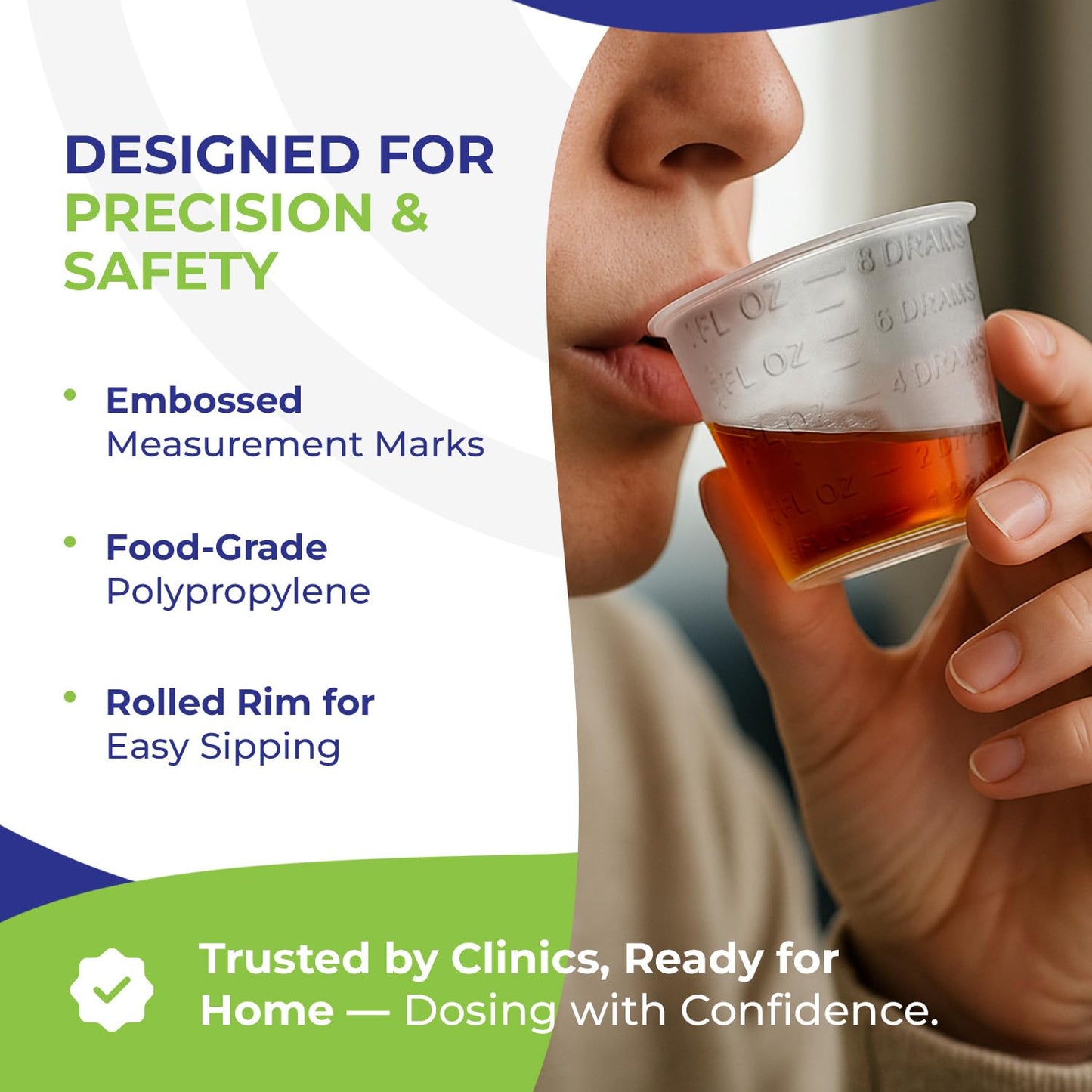 Disposable Medicine Cups (100 Count - 1 oz) – Sturdy Plastic Measuring & Dosing Cups with Easy-to-Read Embossed Measurement – 30ml Med Cups for Pills, Liquid Medication, Mixing, Paint & More