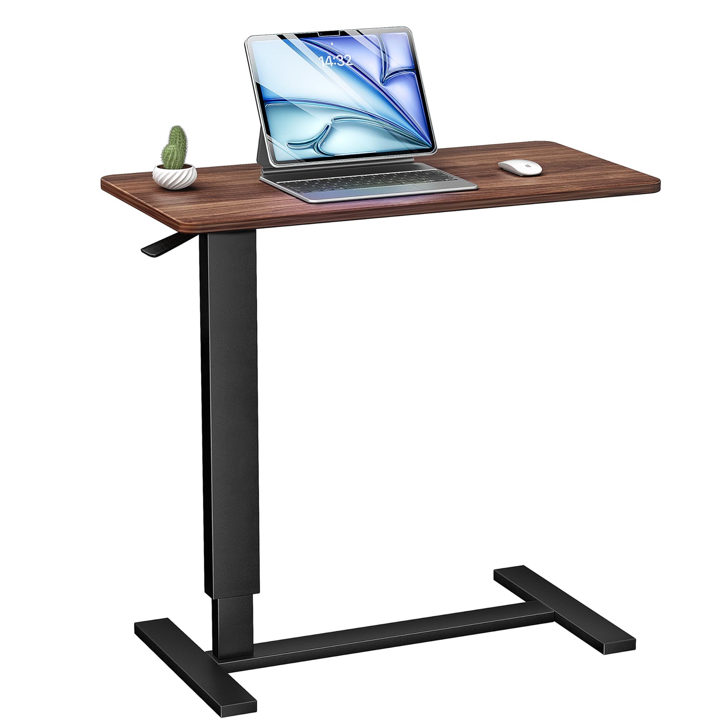 NIUTN Overbed Bedside Table with Wheels, Adjustable Hospital Bedside Desk, Rolling Laptop Table, Mobile Standing Desk