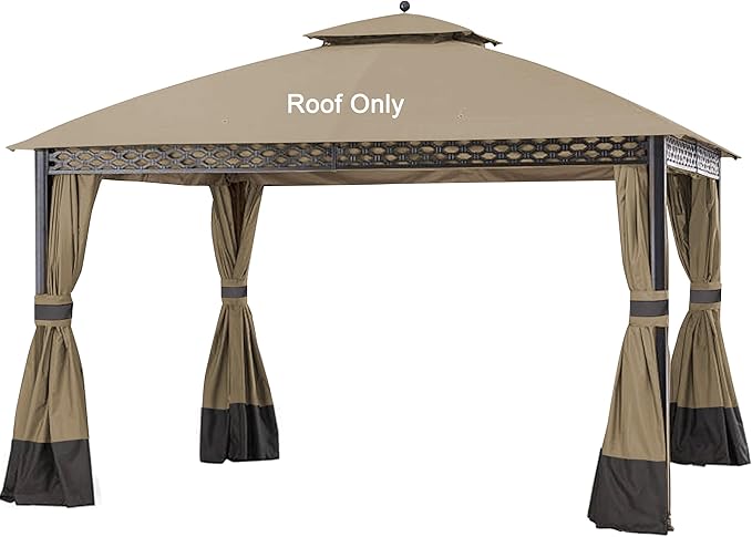 JANCANOPY Replacement Cover for 10X12Ft Oakmont Gazebo L-GZ1188PST-A,Pinehurst Gazebo L-GZ1188PST,Khaki