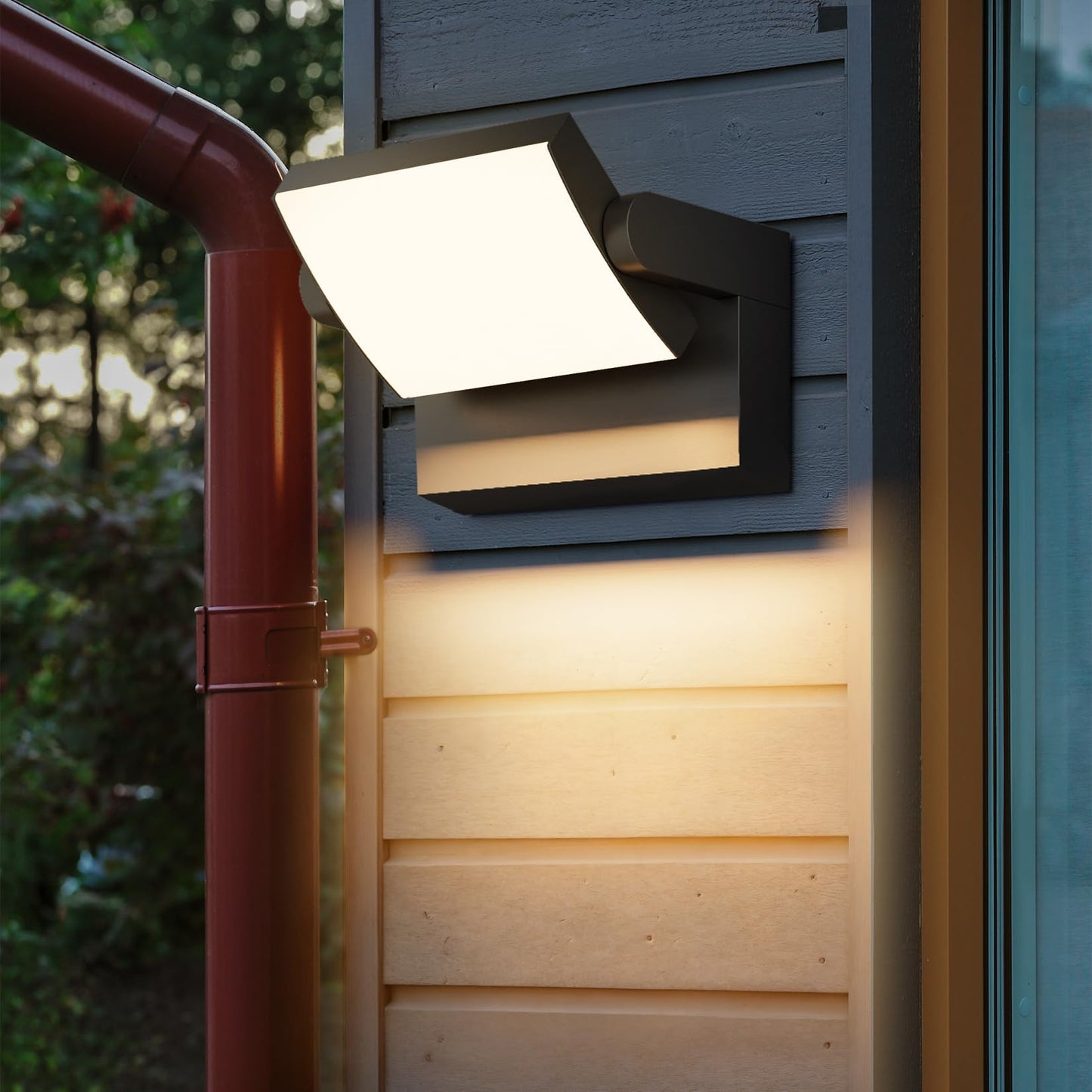 lundwa 2 Pack Modern Outdoor Lights, 40W Black LED Exterior Light Fixture, 3000K Outdoor Wall Sconce, IP65 Waterproof Porch Lights for House