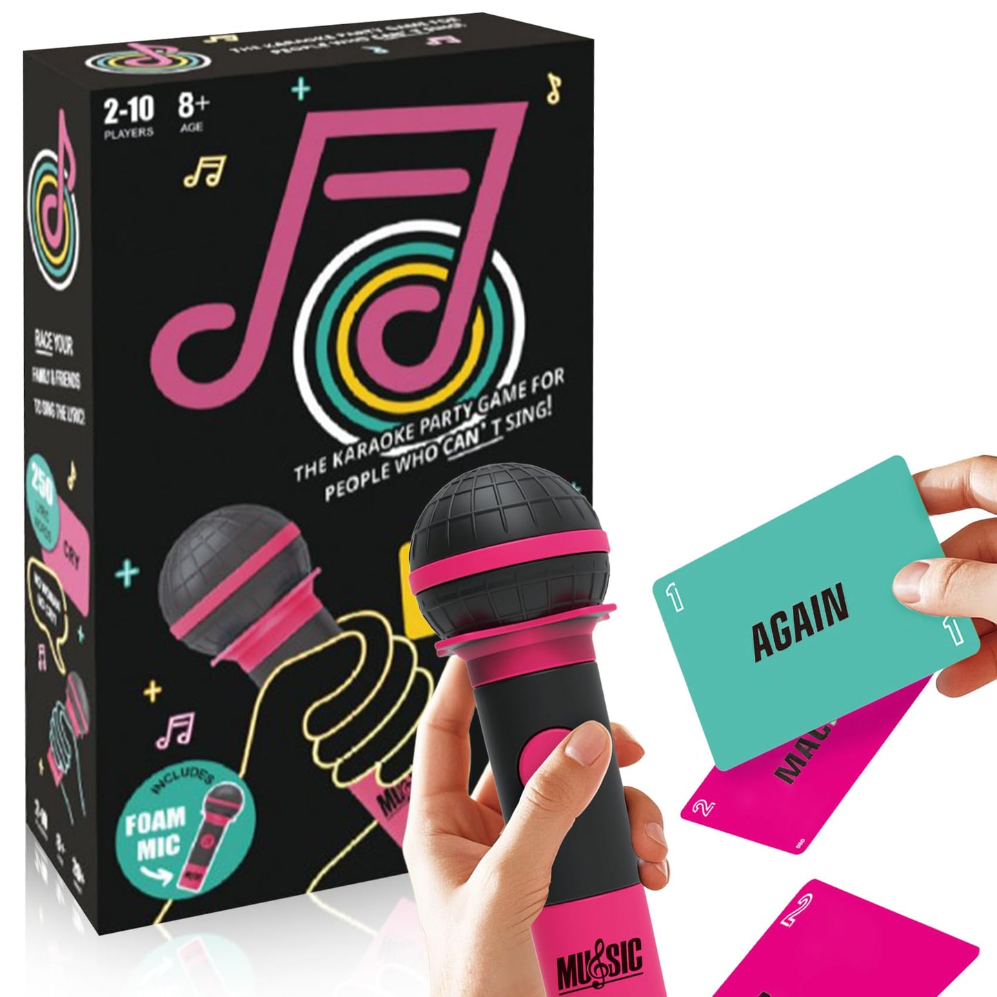 Music Trivia Card Game, Party Game for 2-10 Players, Music Card Games with 250 Lyrics (125 Cards) for Family and Adult Card Games