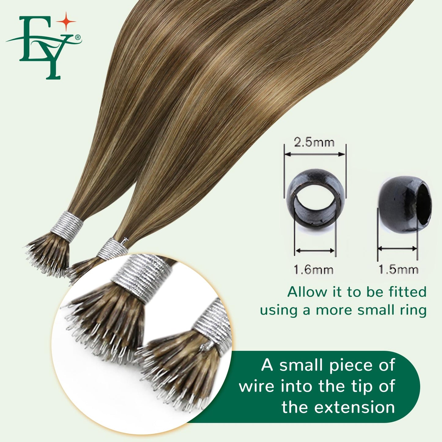 Easyouth Nano Hair Extensions Human Hair Highlight Nano Extensions Human Hair Brown with Blonde Highlight Nano Hair Extension Lo