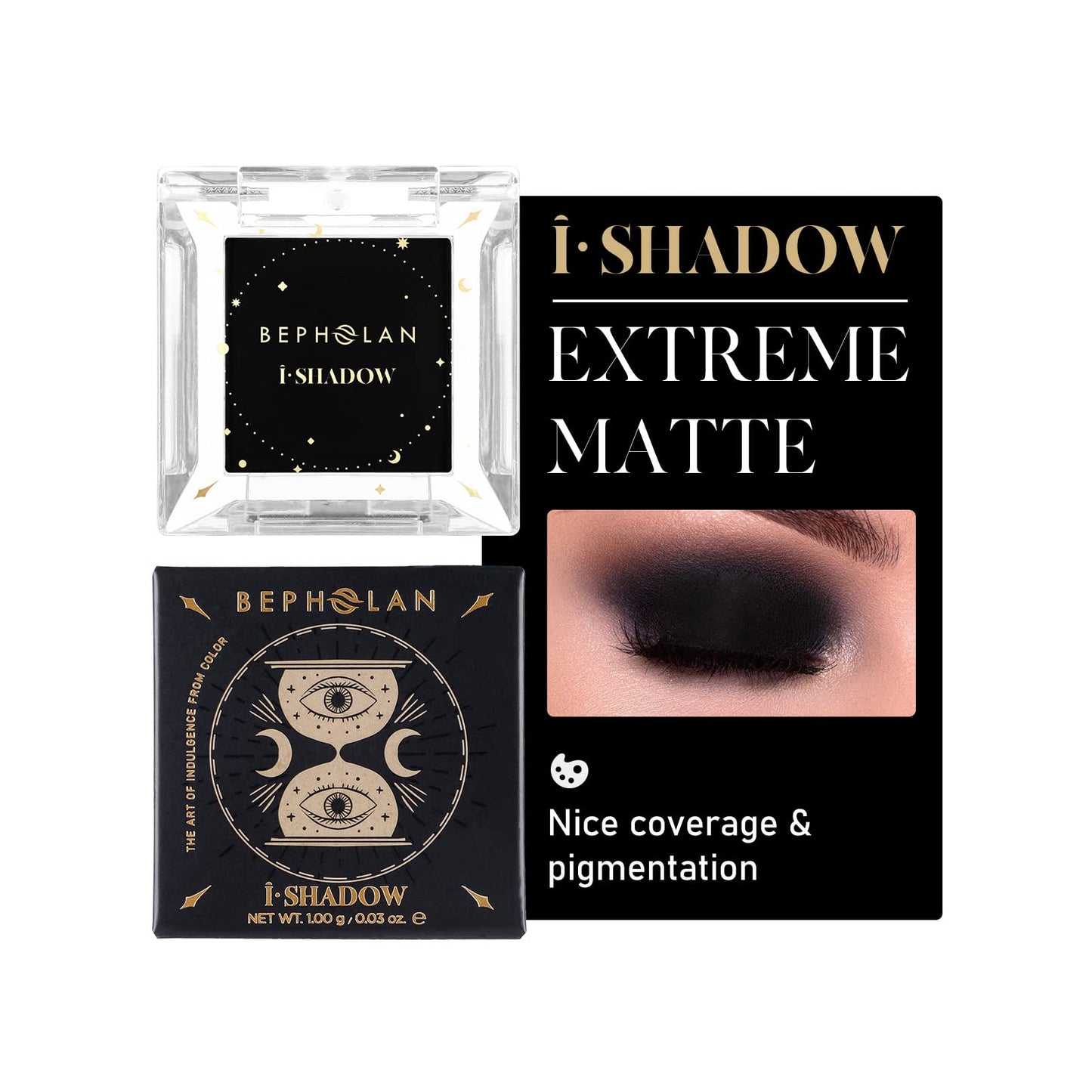 BEPHOLAN 2 PCS Single Matte Black White Eyeshadow Palette,Eyeliner Powder Goth Makeup Eyeshadow,Gothic Vampire Makeup Kit
