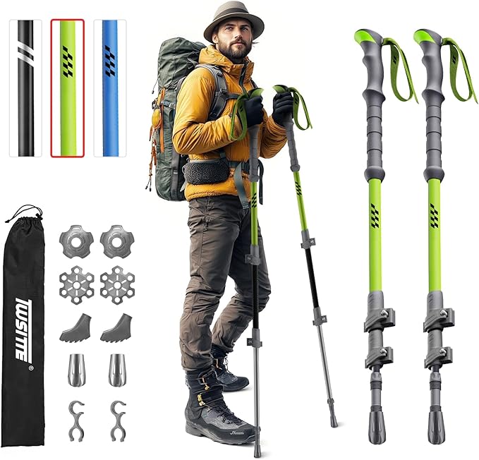 Twsitte Collapsible Hiking Poles, Lightweight Aluminum Adjustable Walking Poles,Carbon Fiber Trekking Poles with Flip Lock...