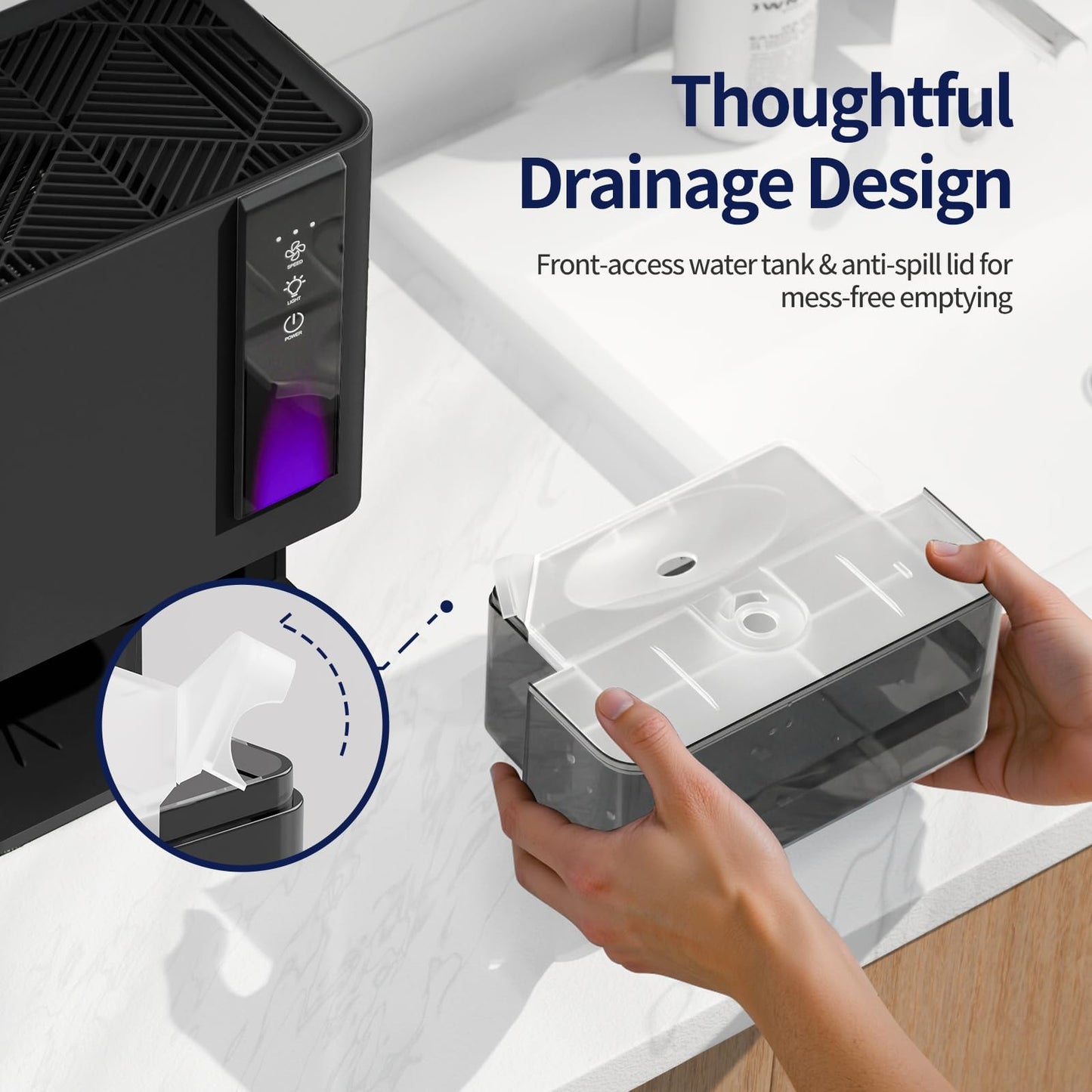 Dehumidifiers for Home, Dehumidifier for Bedroom Bathroom Basement with Auto Shut Off, Dual-Semiconductor Quiet Dehumidifier, Black