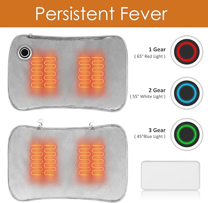 Rechargeable Hand Warmers, Portable Graphene Heated Gloves Handwarmers Bag with 10000MAH Power Bank&3 Heat Modes, Fast Electric Heating Pad Pouch Muff for Men,Pain Releif,Gift, Golf,Camping&Fishing