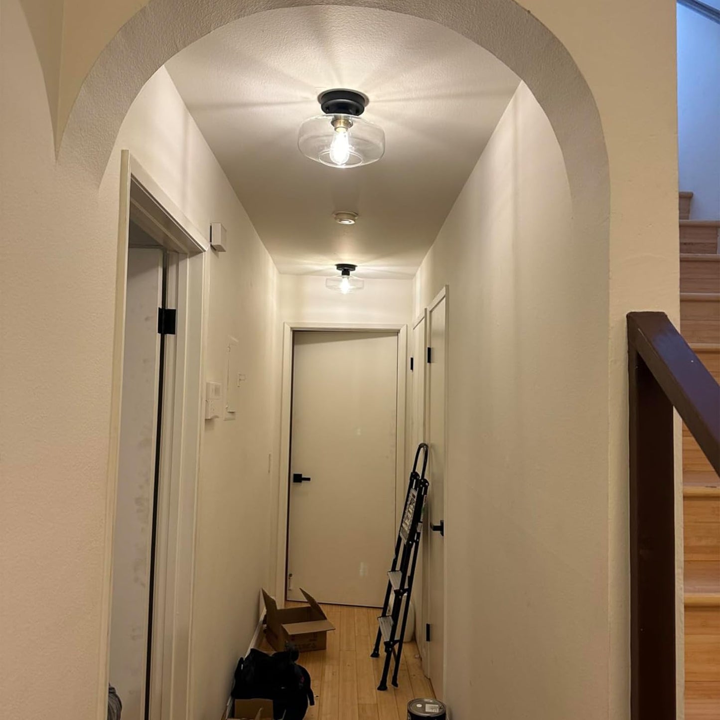 Ceiling Light Fixture with Clear Glass Shade,Matte Black Flush Mount Ceiling Light for Hallway, Entryway,Living Room, Bathroom,Closet