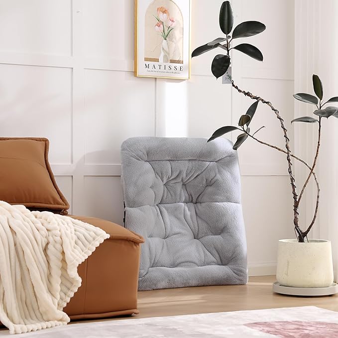 Givjoy Comfy Folded Chair, Soft Faux Fur Oversized Folding Accent Chair, Flexible Lounge Lazy Chair for Adults Kids, Metal Frame Moon Chair for Dorm Room, Bedroom, Living Room