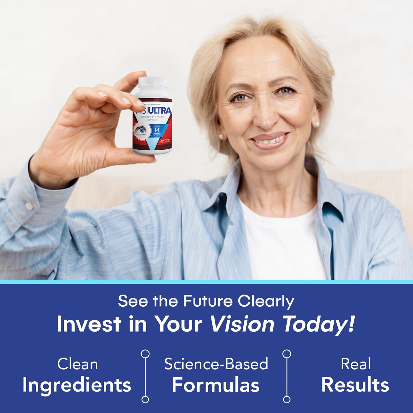 VisiUltra Eye Health Supplement – 14 Essential nutrients for Clear Vision, Blue Light Protection, and Long-Term Eye Health. Supports Clarity and Eye Wellness. 60 Capsules. (1 Pack)