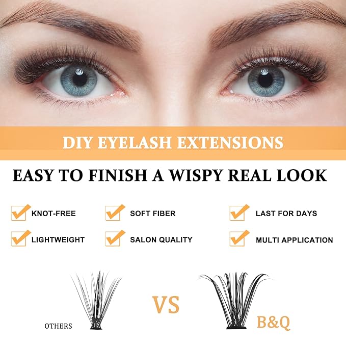 B&Qaugen Lash Clusters 50D-C-10-18MIX Individual Lashes 280 Clusters False Eyelash Extensions Individual (50D-C10-18MIX)
