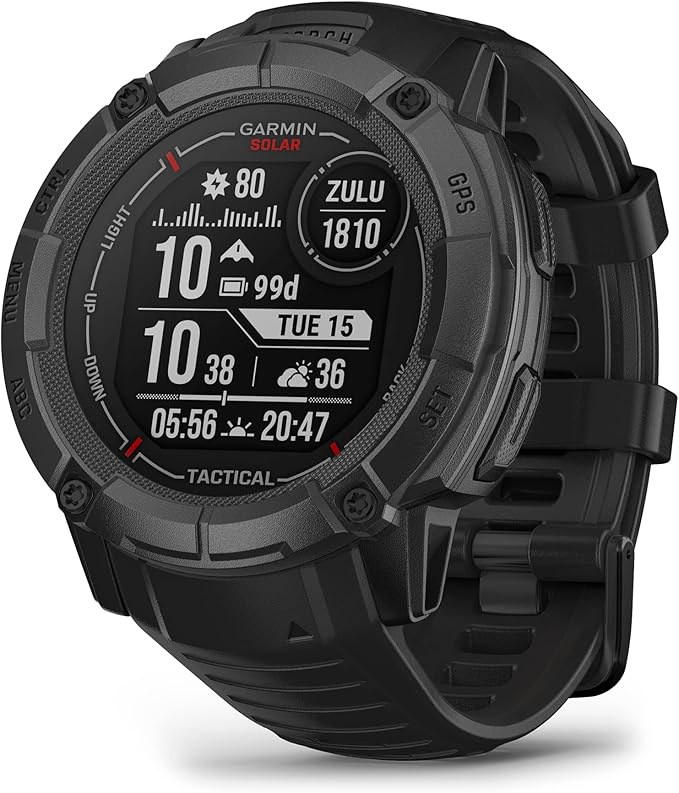 Garmin Instinct 2X Solar - Tactical Edition, Rugged GPS Smartwatch, Built-in Flashlight, Ballistics Calculator, Solar Char...