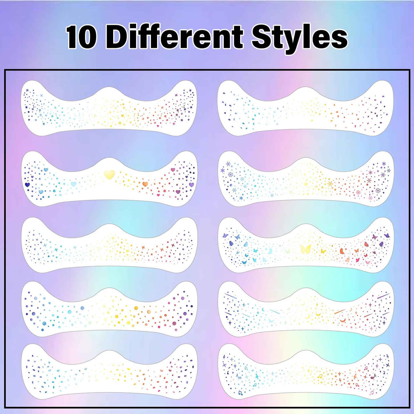 10 Pcs Face Holographic Laser Makeup Patches, Holographic Multichrome Glitter Freckles Face Tattoo, Glitter Freckles, Sparkle an