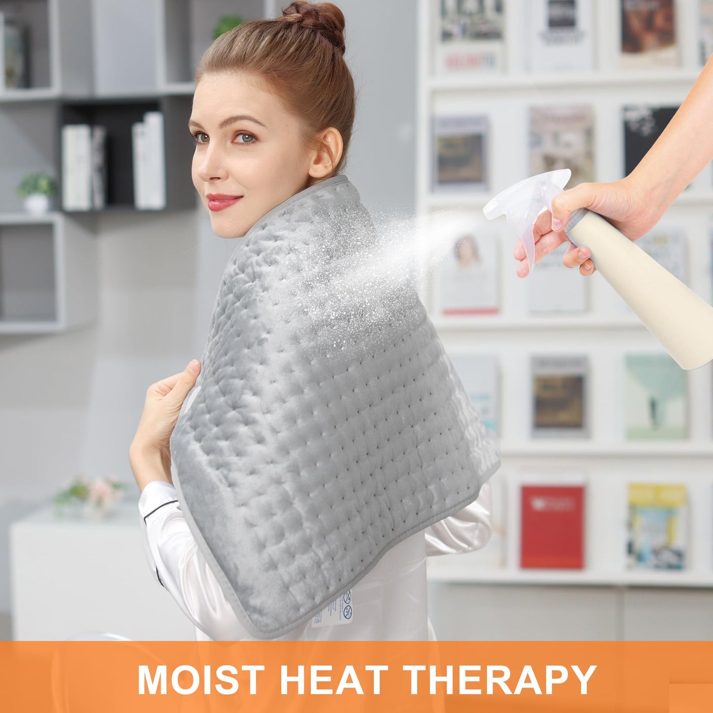 Deepsoon Heating Pad,Electric Heating Pads for Back,Neck,Abdomen,Moist Heating Pad for Shoulder,Knee,Arms,Legs,Dry/Moist Heat & Auto Shut Off,Christmas Gifts for Men and Women,Light Gray,33x17 Inch